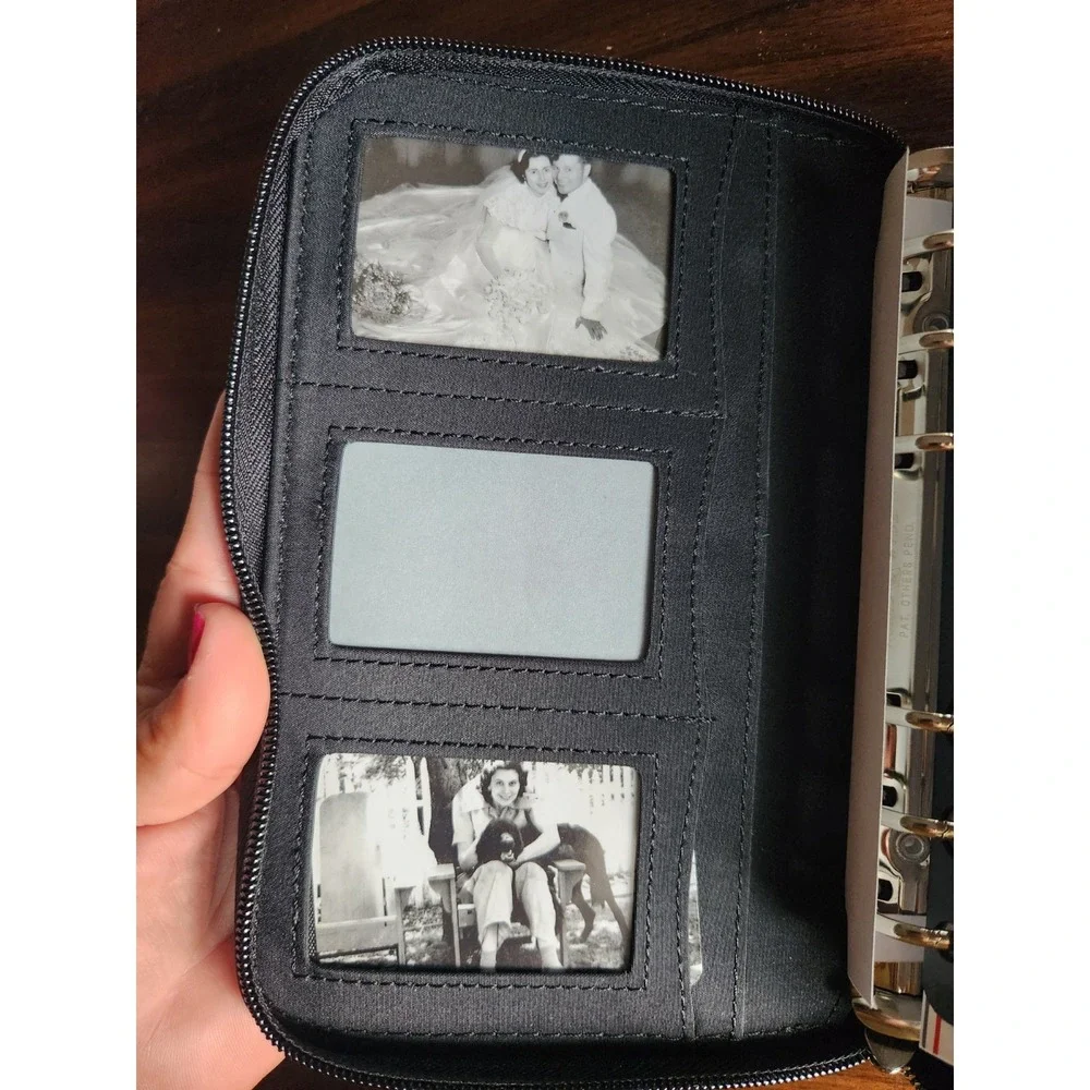 NWT Mundi Mundex Planner Organizer Black Faux Pebble Leather Agenda, Calculator,